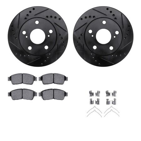 Dynamic Friction Co 8512-76049, Rotors-Drilled and Slotted-Black w/ 5000 Advanced Brake Pads incl. Hardware, Zinc Coated 8512-76049